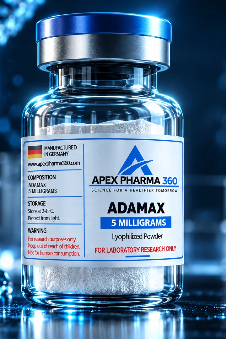 Apex Pharma 360® educational vial visualization labeled Adamax