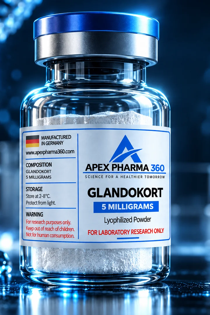 Apex Pharma 360® educational vial visualization labeled Glandokort