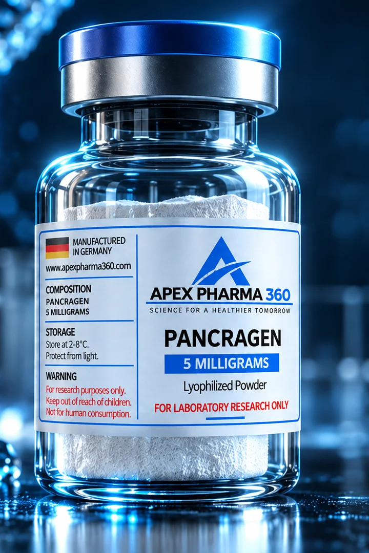 Apex Pharma 360® educational vial visualization labeled Pancragen