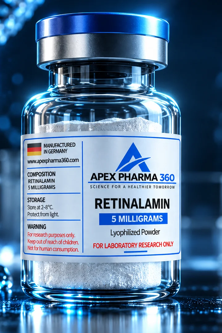 Apex Pharma 360® educational vial visualization labeled Retinalamin