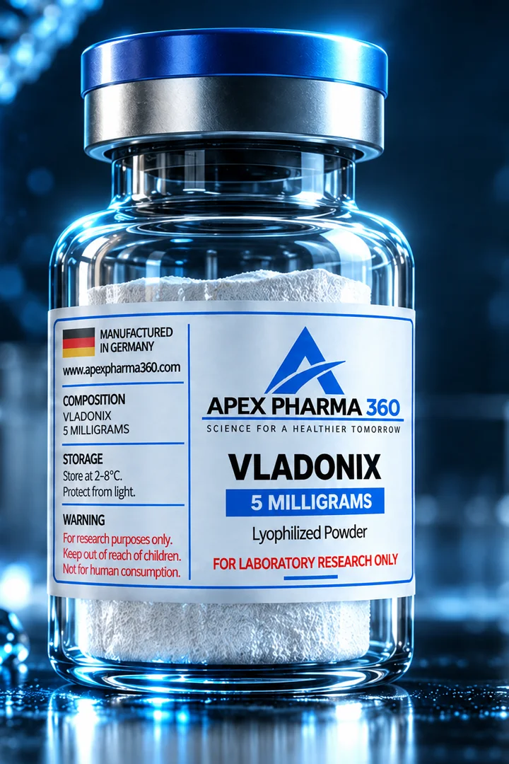 Apex Pharma 360® educational vial visualization labeled Vladonix